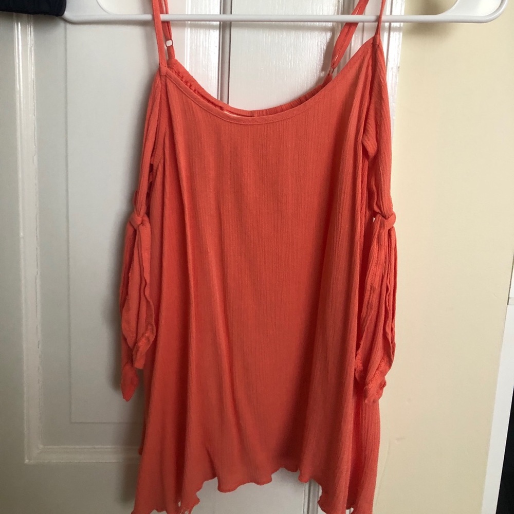 cold shoulder coral top
